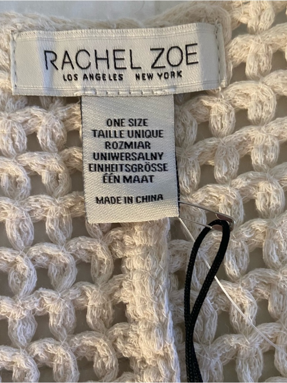 Rachel Zoe Open-Knit Crochet Top in Cream and Navy Embroidery - Picture 9 of 12